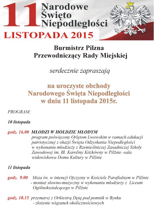 Uroczyste obchody Narodowego Święta Niepodległości 2015